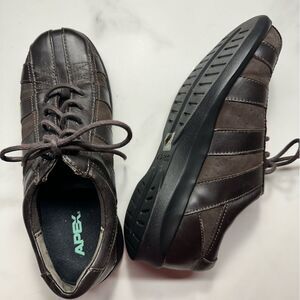 Apex leather lace up orthopedic comfort shoes, brown, size 7.5 XW extra wide